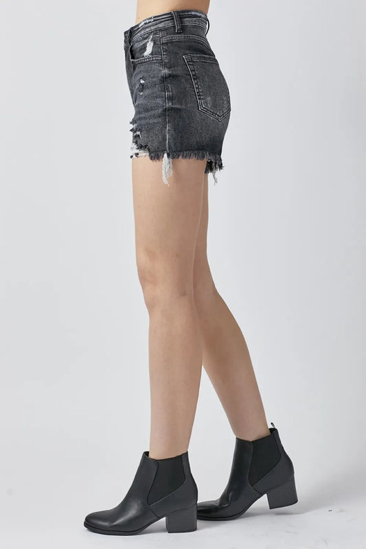Full Size High Rise Distressed Denim Shorts 35f896f2-51b7-436e-9c7f-6a576658945a-Max