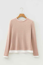 Faux Two-Piece Patchwork Long Sleeve Top Smoke Gray 3606a6ca-6029-468d-a9ee-c98f44dfb897