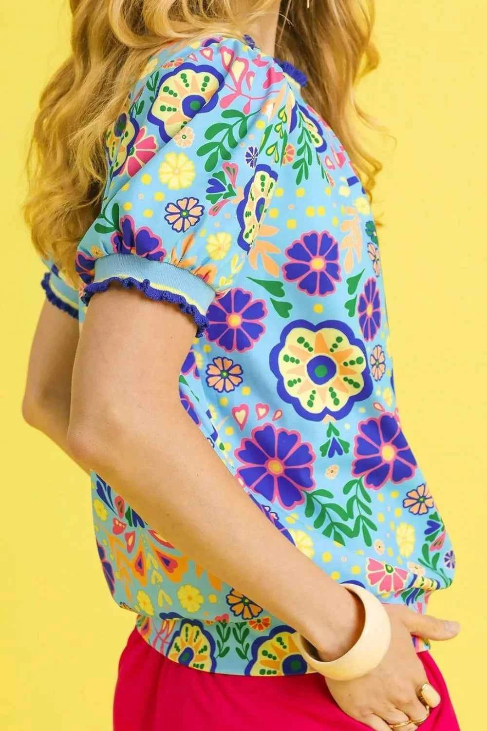 Umgee Retro Floral Puff Sleeve Top 360be1bd-e65b-498c-baea-e170fe79b5b5-Max-Origin