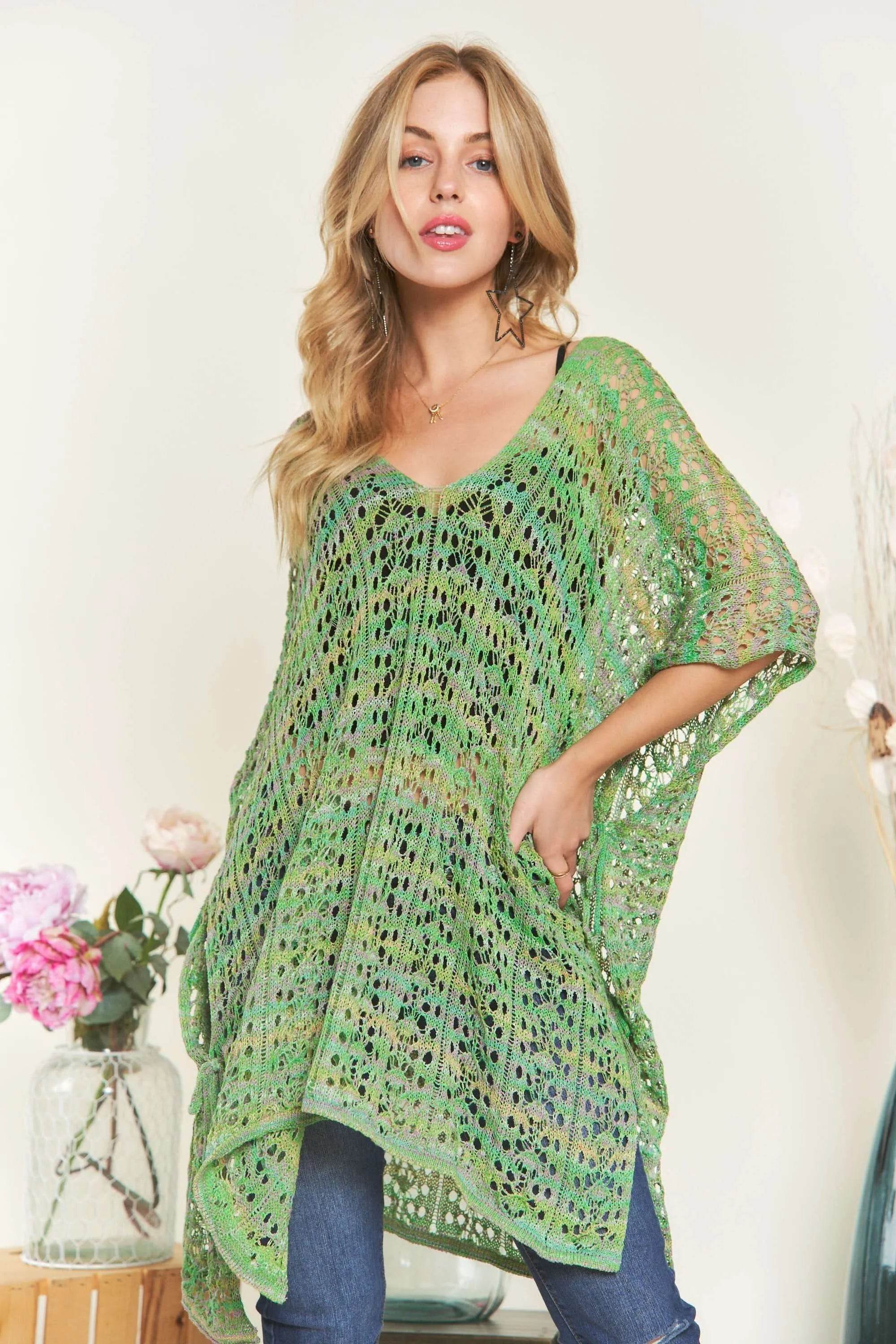 ADORA Crochet Cover Up Tunic Top GREEN One Size 360d3d99e1af4a5b9494b6f084b06131-Max-Origin