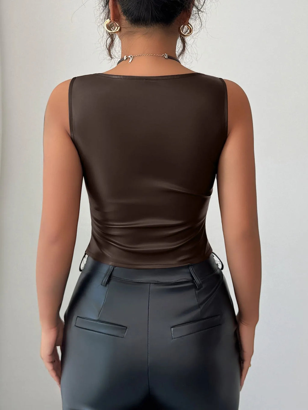 Leather-Look Ruched Tank 3613be27-96fc-4421-82f0-e03c755434ca-Max-Origin