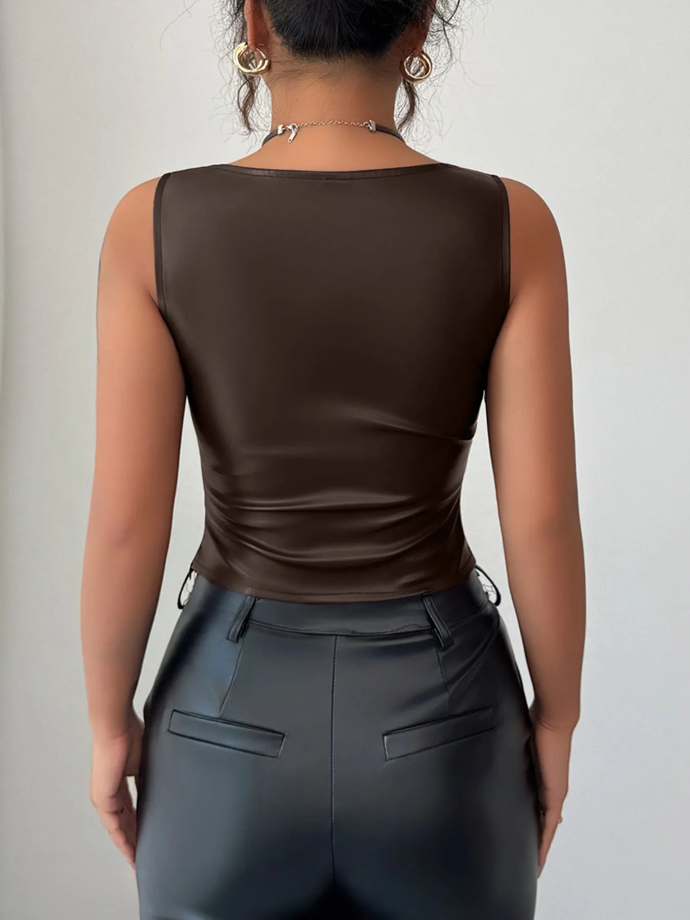 Leather-Look Ruched Tank 3613be27-96fc-4421-82f0-e03c755434ca-Max-Origin