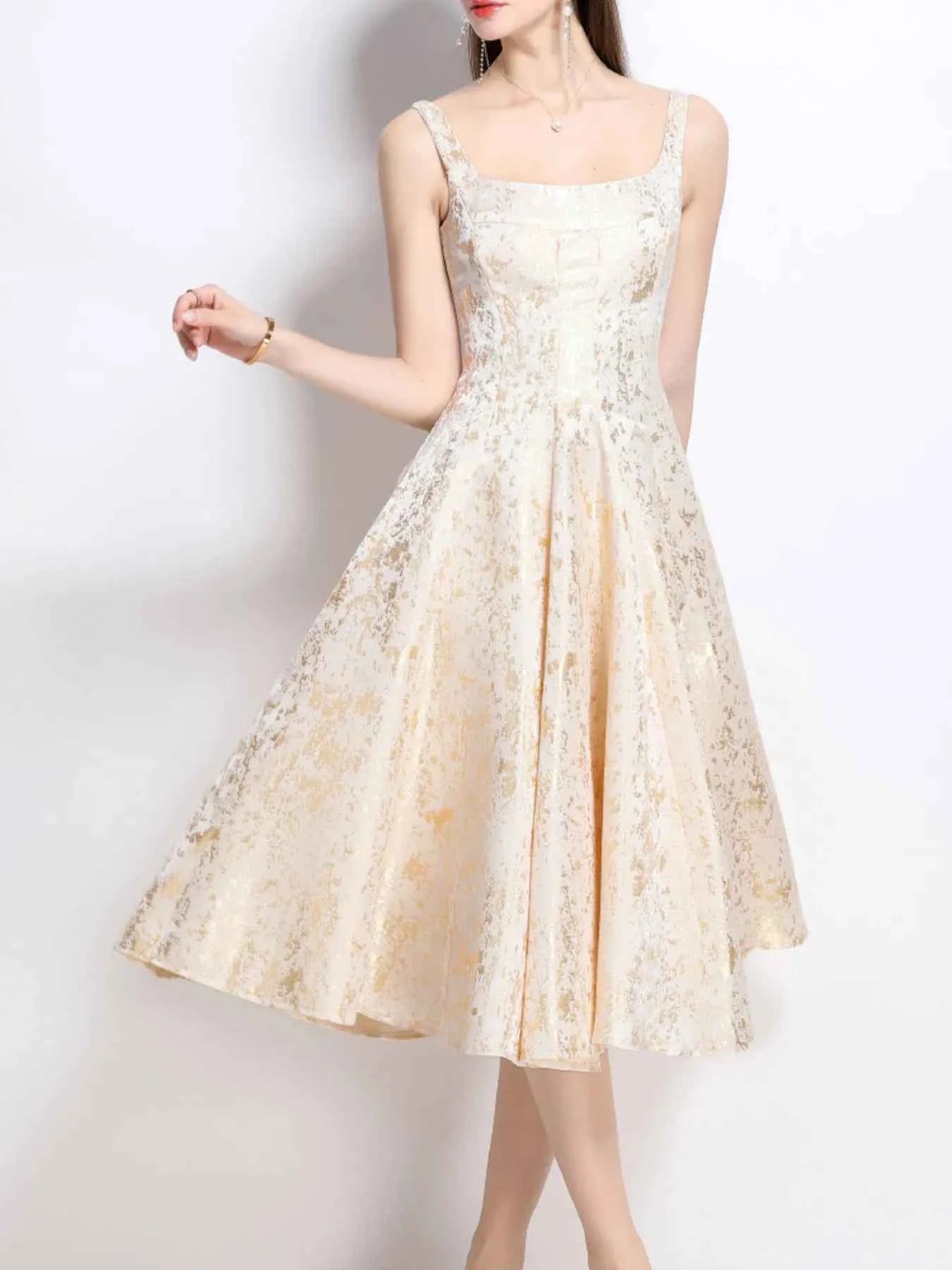 Floral A-Line Sleeveless Midi Dress