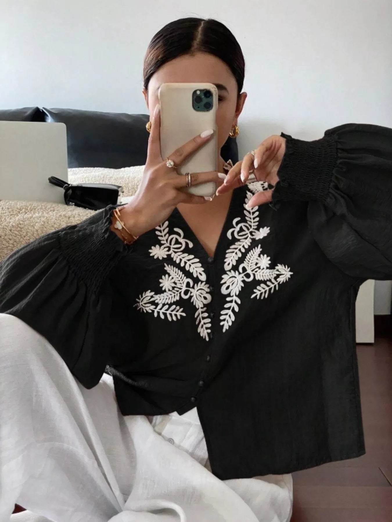 Embroidered Long Sleeve Blouse 361a578b32324ee5b52de6f6adf71cdd-Max-Origin