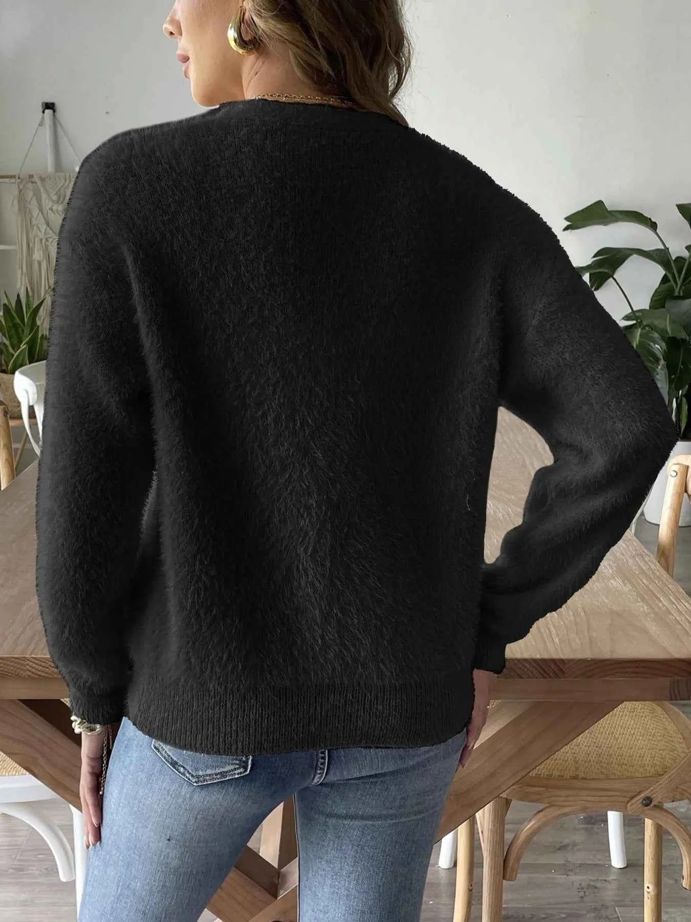 Fuzzy Button-Front Cardigan 361eef924d0a46b2b47d4b10b7efd9c7-Max-Origin