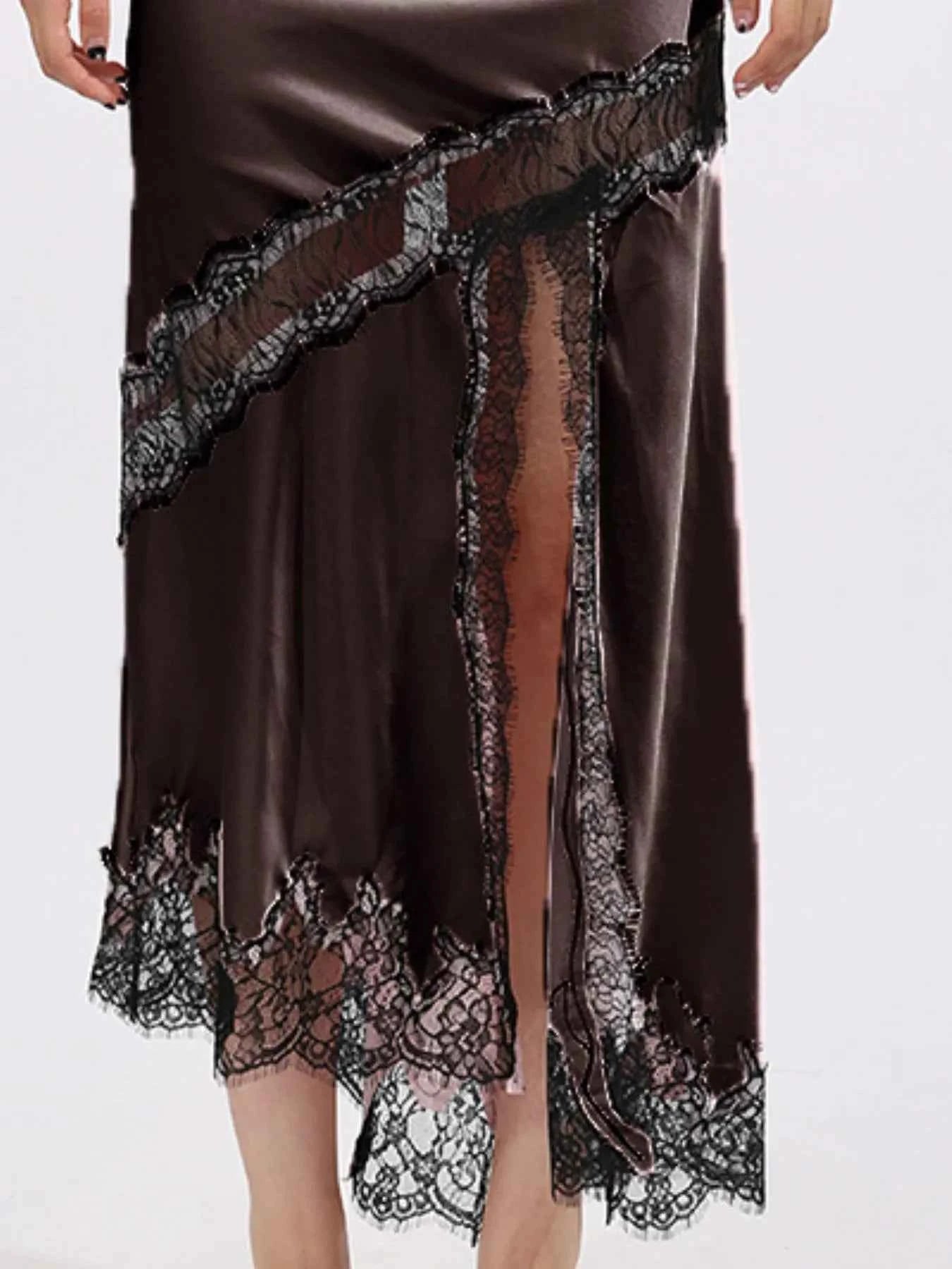 Lace Trim Asymmetrical Midi Skirt 362723ac-3a25-40e0-964f-db92792fa6e8-Max-Origin