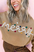 Smoke Gray Merry Colorful Dot Detail Christmas Dolman Sweater Smoke Gray 55%Acrylic+45%Cotton 362afd699d269259