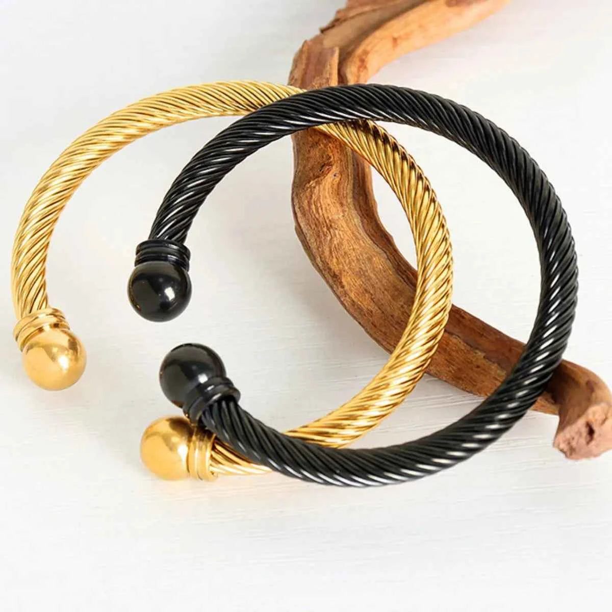 Stainless Steel Twisted Cable Cuff Bracelet 36324601-1f35-42f4-abf3-d6769b75499b-Max-Origin