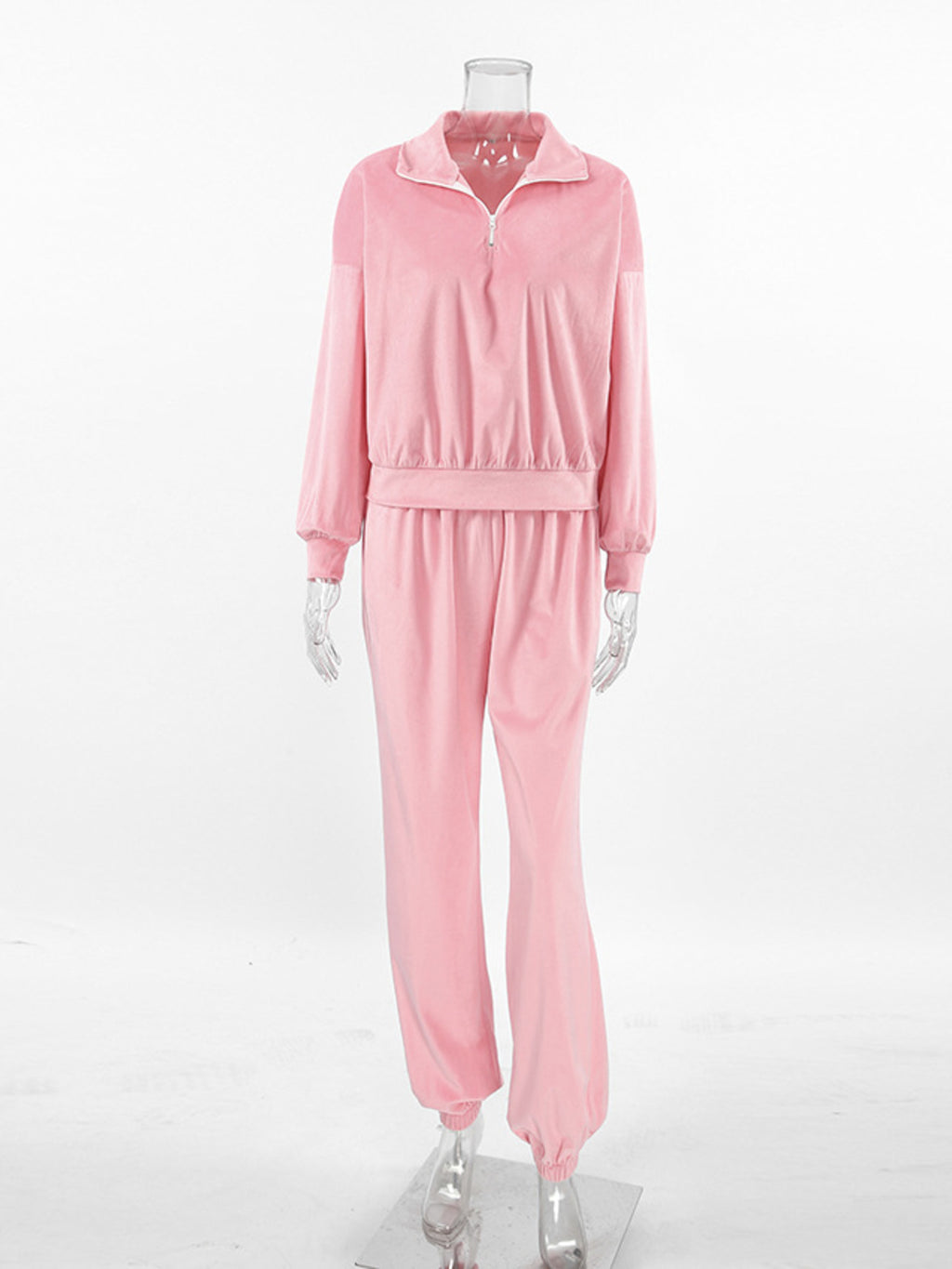 Quarter Zip Long Sleeve Top and Pants Set 363f816a1e4a4e28abe01b1cc3485108-Max