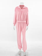 Quarter Zip Long Sleeve Top and Pants Set 363f816a1e4a4e28abe01b1cc3485108-Max