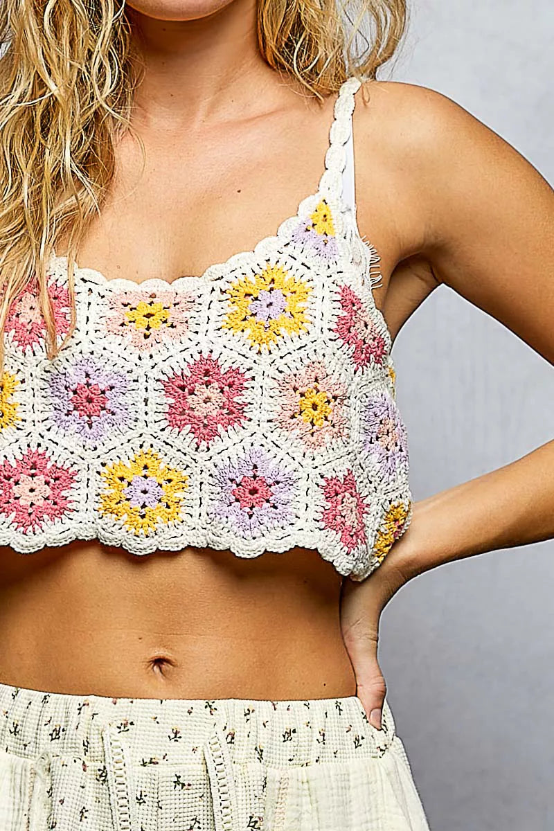 POL Handmade Granny Pattern Crochet Cami with Scalloped Strap 3646d0cf-3059-4b75-a320-dc59f8057047-Max-Origin