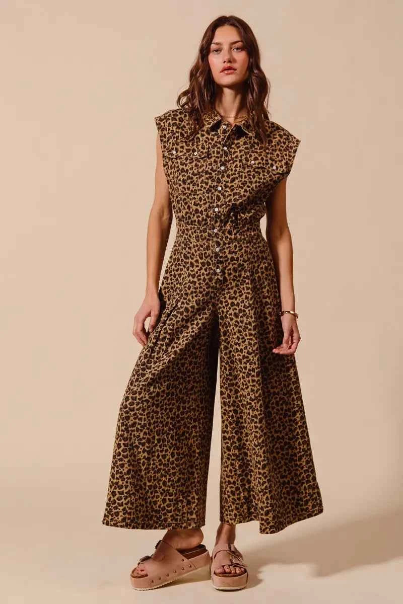 SO ME Wide Leg Leopard Twill Overalls Jumpsuit with Tuck 364a3f18133d49ad9d7e62eecc84addb-Max-Origin