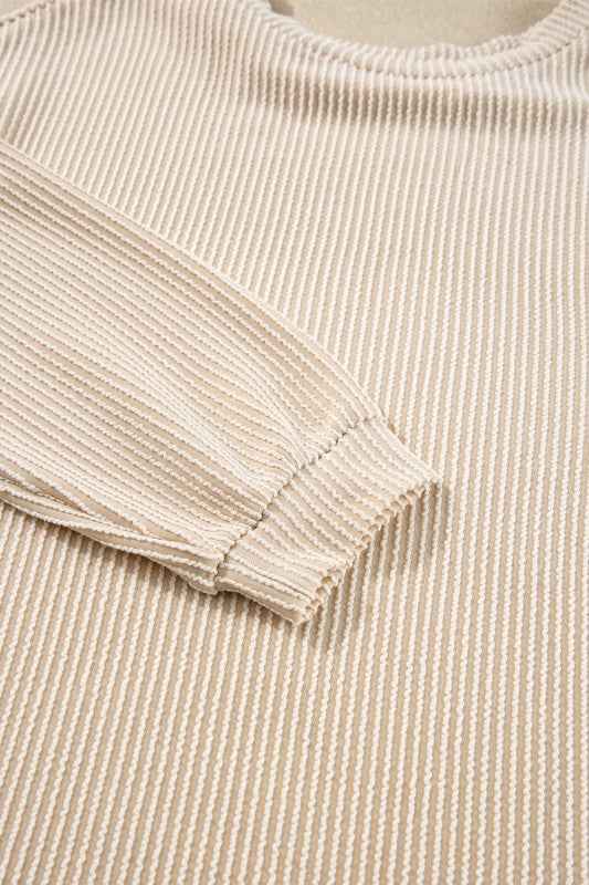 Corded Knit Long Sleeve Top and Shorts Set 364c2d5f-f3a2-4d49-916f-e75c3ab1f8f0