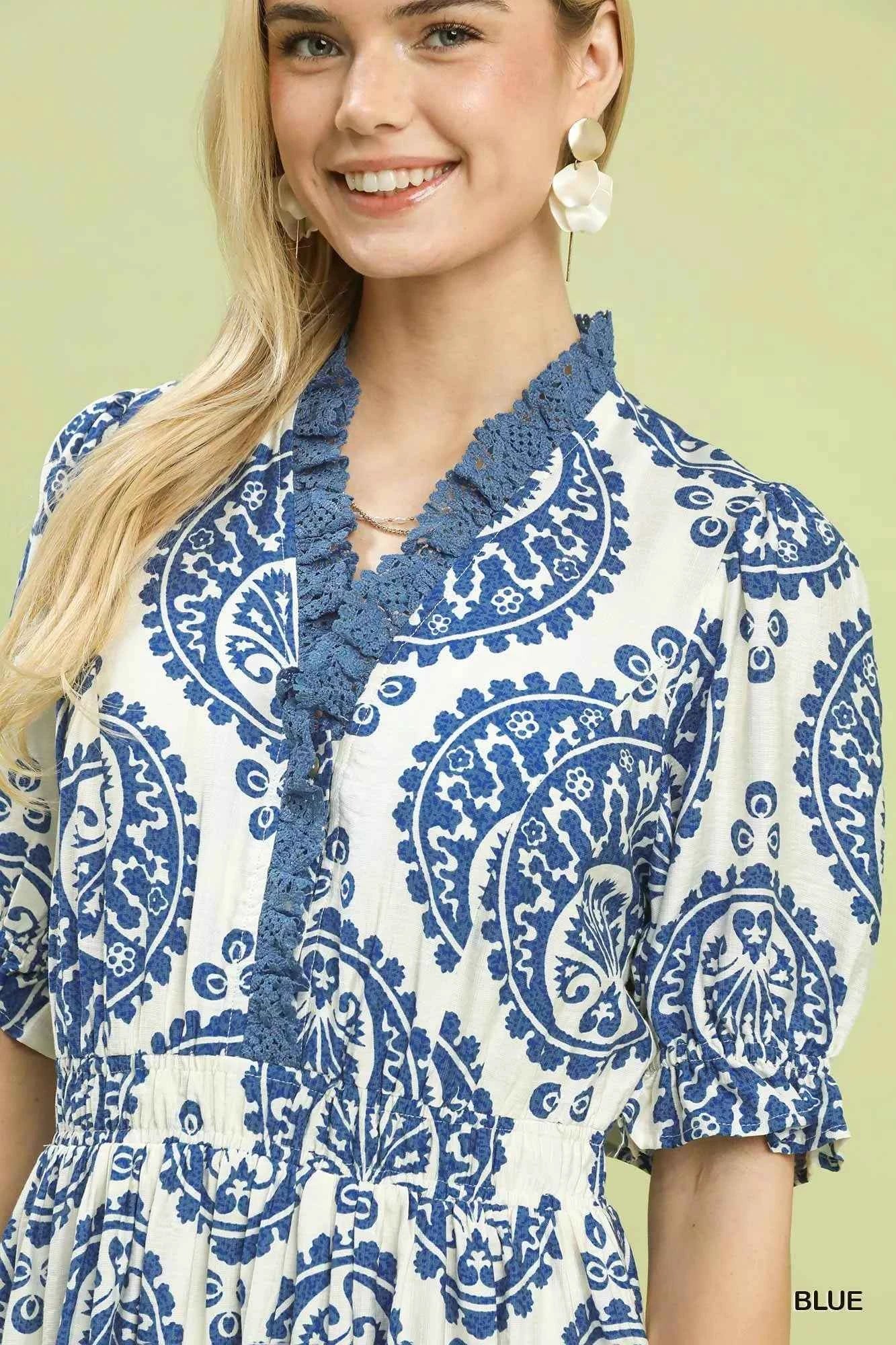 Umgee Paisley Smocked Waist Midi Dress 36515d6d-10a7-47db-98d9-06709249fb49-Max-Origin