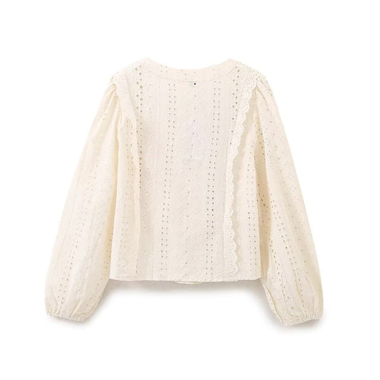 French Embroidered Long-Sleeve Shirt