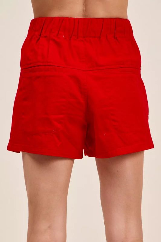 Solid Twill Denim Pintucked Buttoned Shorts With Waist Tie 365bf758-58af-49c5-9601-91603ef48d07-Max-Origin