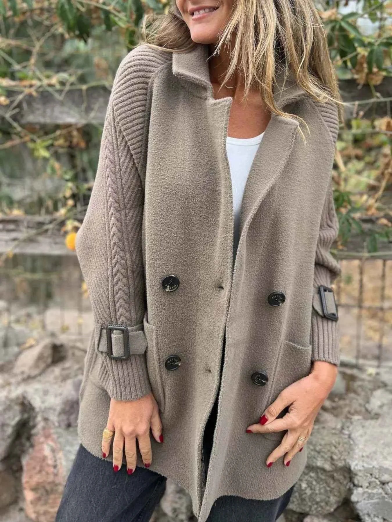 Full Size Texture Knit Longline Coat Plus Size Mocha 365ebc2f-9de4-4507-855b-754310ecf623-Max-Origin