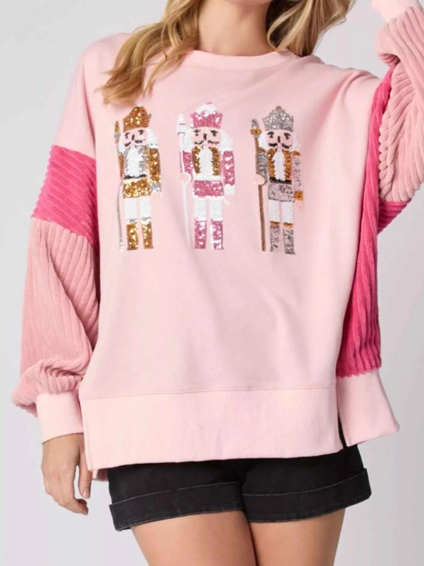 Nutcracker Long Sleeve Sweatshirt with Side Slit 3660a59a-5f8d-4439-b577-284c96436daa-Max-Origin
