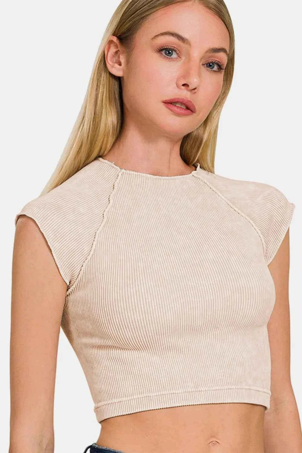 Zenana Ribbed Round Neck Cropped Top 3662dde5-bb4e-4d1c-b94d-95ea60b1dc3b-Max