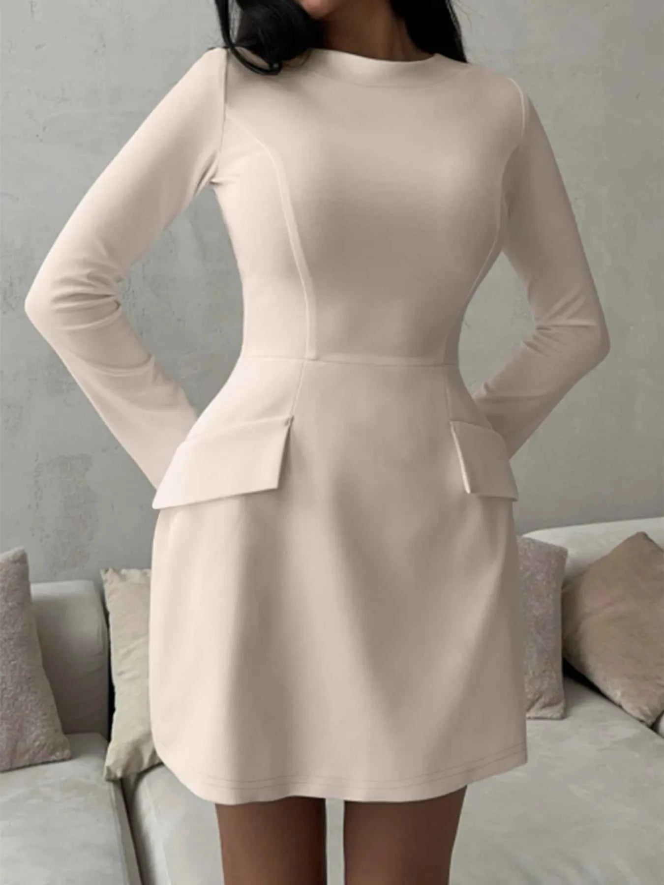Long Sleeve Bodycon Mini Dress with Pockets 3666f295-4438-40f8-808c-3b68fe5e8db5-Max-Origin