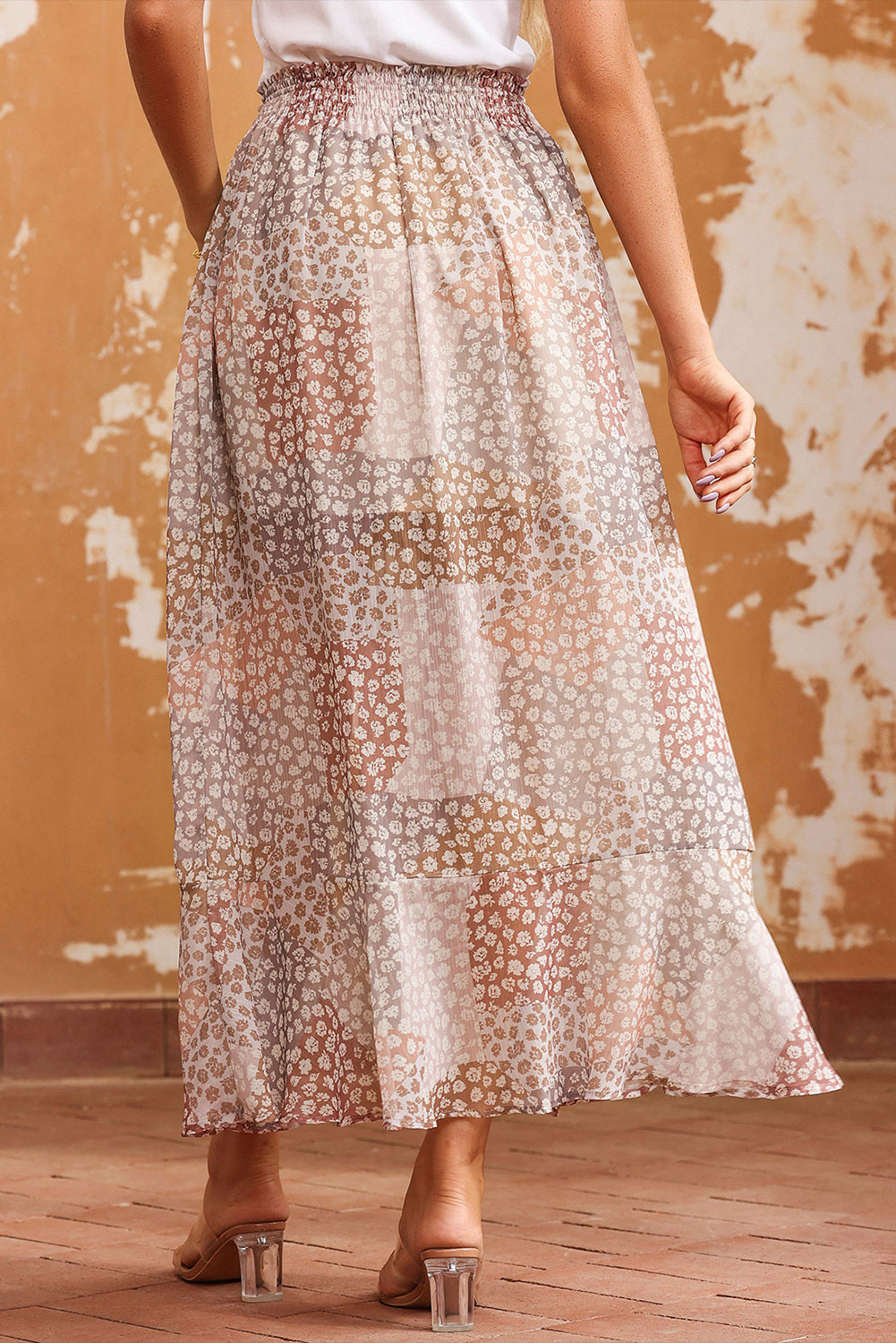 Floral Buttoned Front Slit Skirt 3678022364484f5cad27076b54c3e820-Max