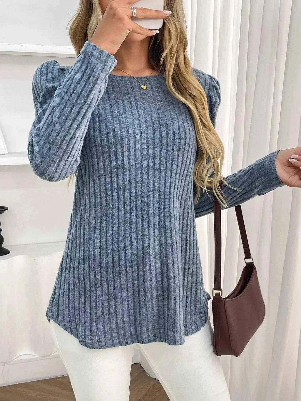 Round Neck Puff Sleeve T-Shirt 36784172-7567-4341-98c1-a5141c0e0cc7-Max-Origin