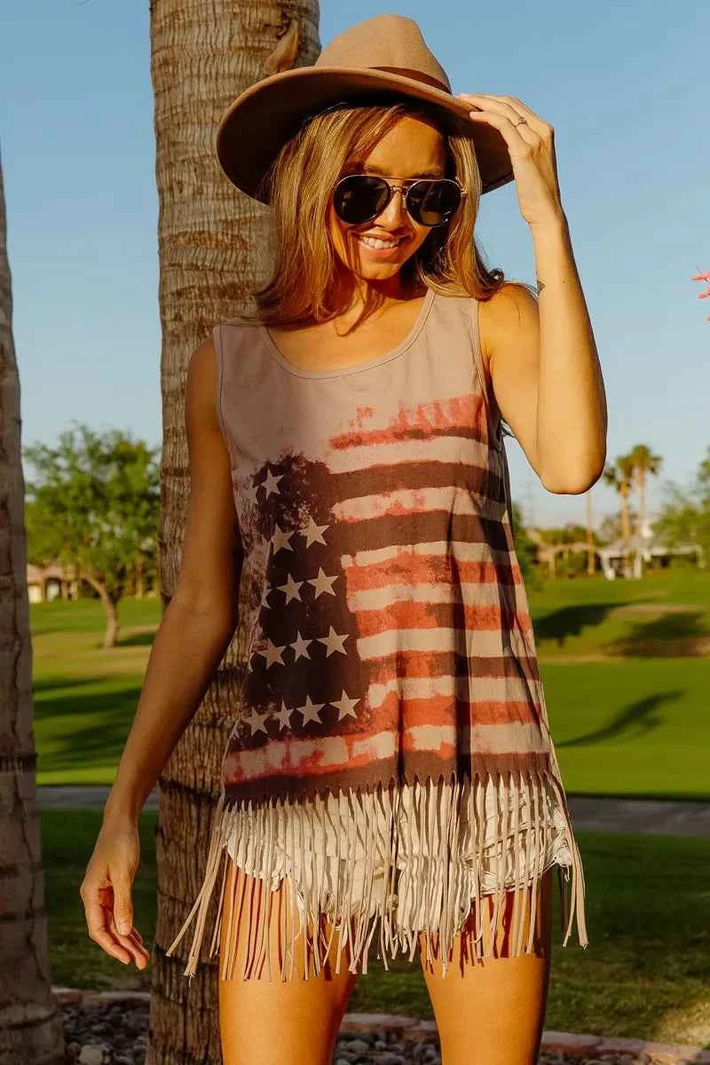 American Flag Print Knit Sleeveless Top 368a853f737c4547998f3175b89f95bc-Max-Origin