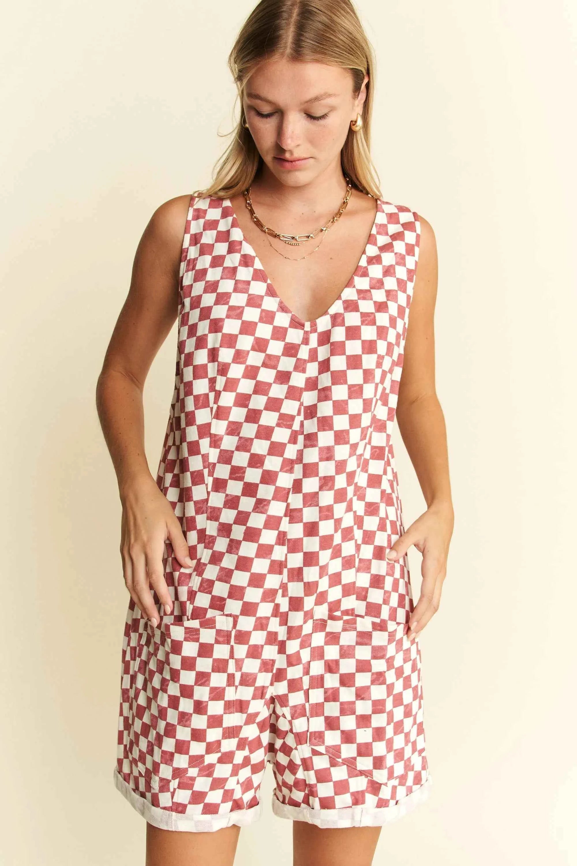 Jade By Jane Plus Size Back Tie Sleeveless Plaid Romper with Pockets 36924254cb0346d8b08f2fdd469a4b2e-Max-Origin
