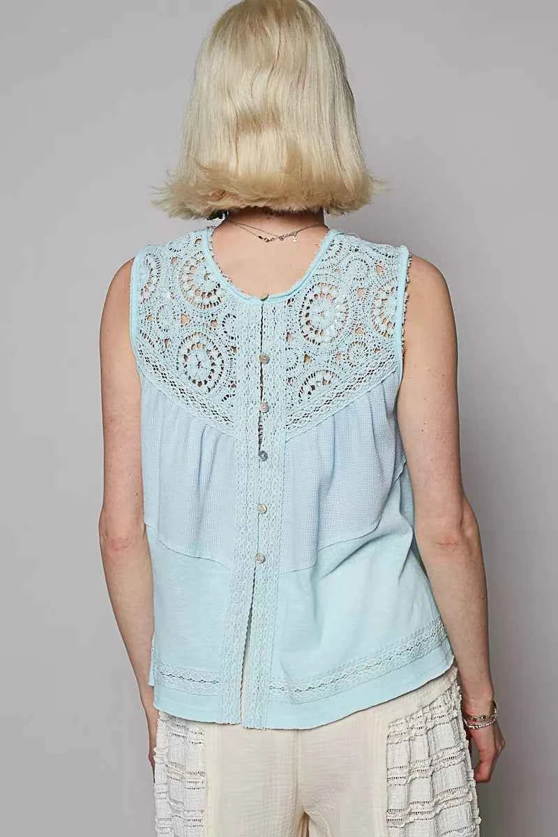 Round Neck Sleeveless Top with Crochet Contrast 36977682-e4c8-46e8-b5b5-e27ba0663620-Max-Origin