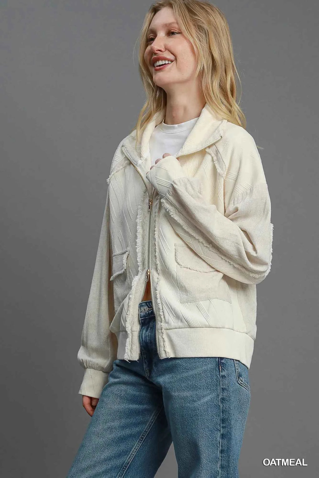 Umgee Two-Way Jacquard Zip-Up Jacket 36a34b69-0d4c-4b8f-b185-f4e80004e223-Max-Origin