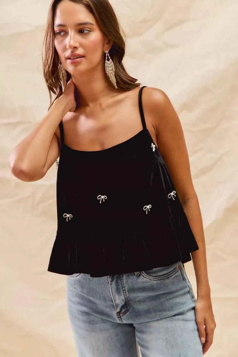 SO ME Holiday Velvet Ribbon Rhinestone Christmas Top 36a3fbada355469692299719159e7108-Max-Origin