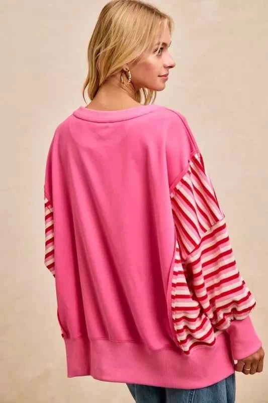 BiBi French Terry Stripe Combo Sweatshirt with Open Seam 36a8f65ee3634a5d9b8bece0b07389c1-Max-Origin