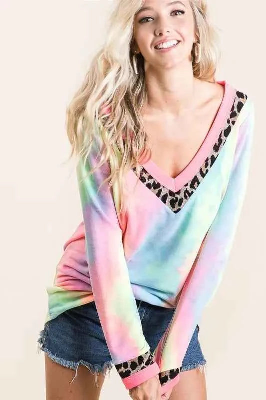 BiBi Tie Dye Terry V-Neck Top 36af8da655f9437c933f02bc9662a33d-Max-Origin