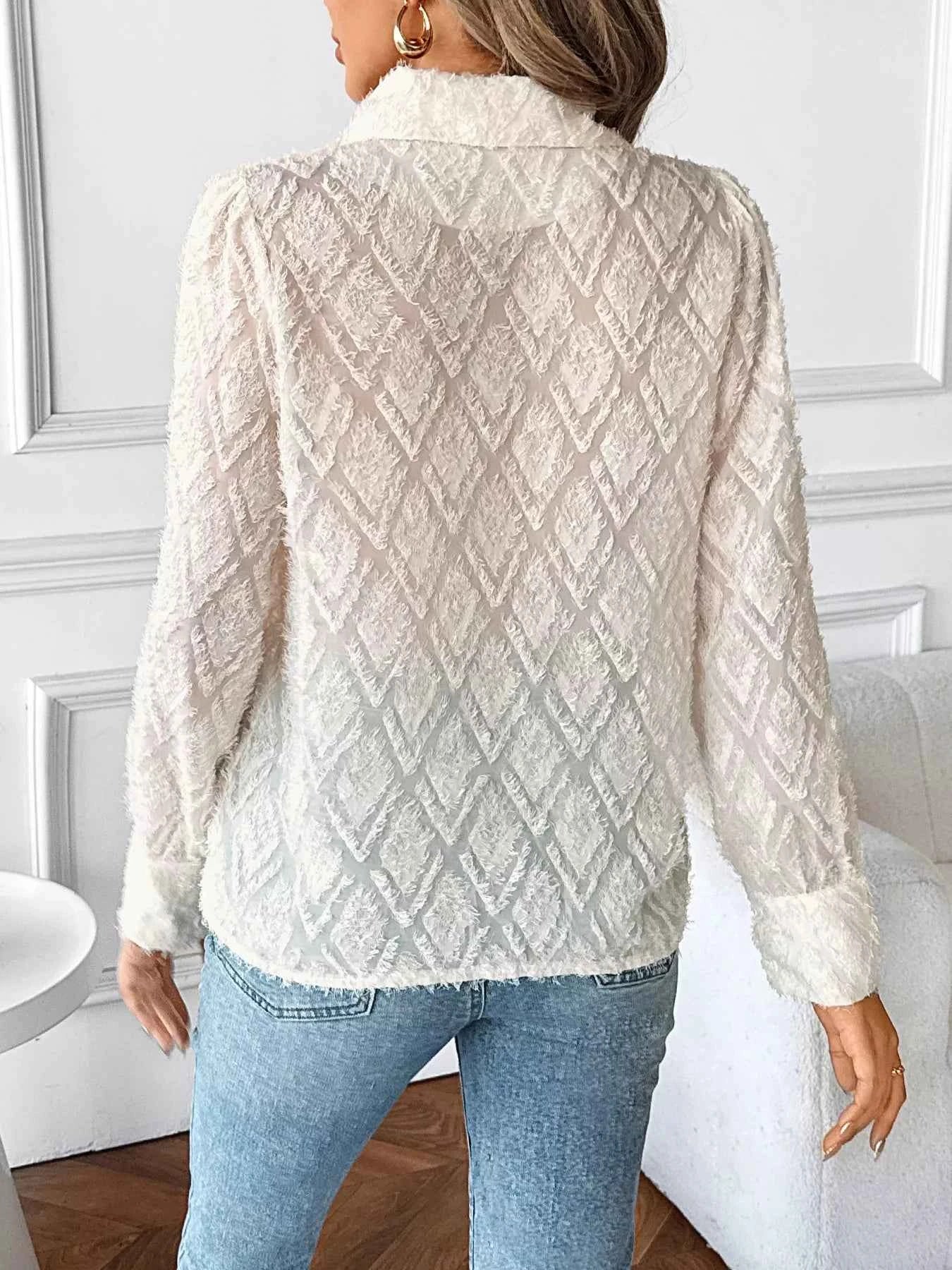 Textured Long Sleeve Button-Up Shirt
