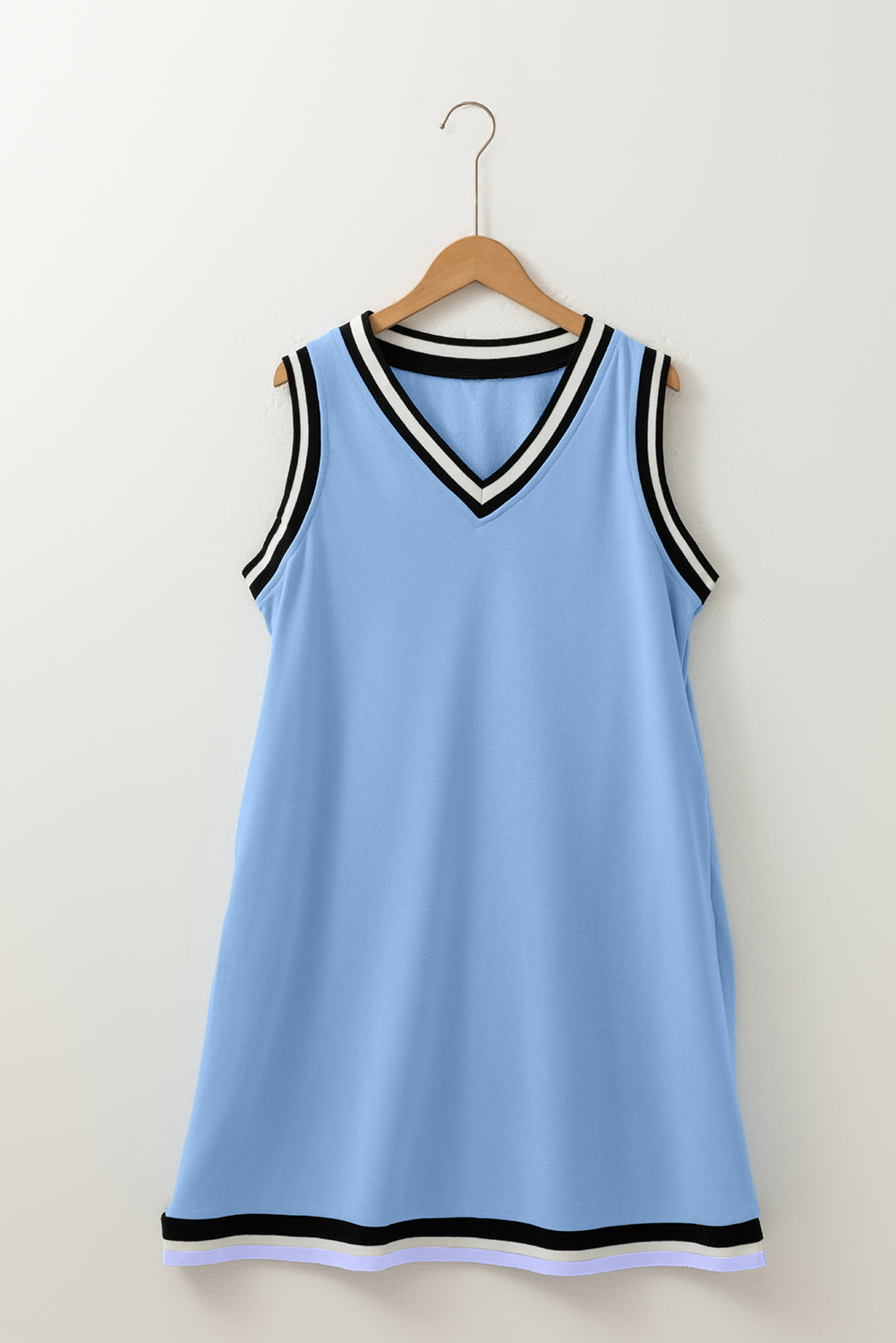 Mint Green Contrast Trim V Neck Sleeveless Mini Dress 36b3b4ffc91f0198