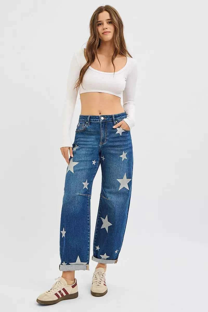 RISEN Mid Rise Ankle Length Relaxed Barrel Star Printed Jeans 36c9e999ece24730b5867c2ca5ed7ef2-Max-Origin