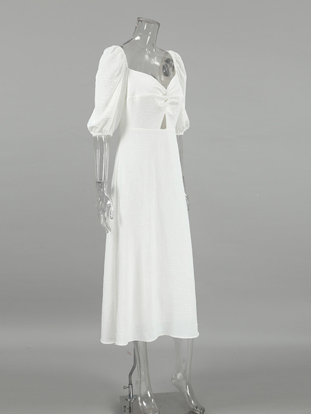 Twisted Front Puff Sleeve Midi Dress 36d1bdd4307a4620908511af2c35e188-Max