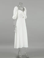 Twisted Front Puff Sleeve Midi Dress 36d1bdd4307a4620908511af2c35e188-Max