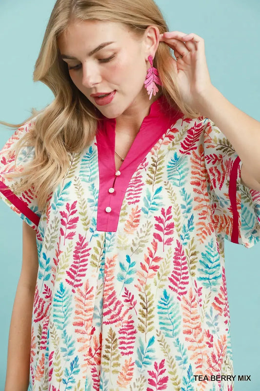 Leaf Print Flutter Sleeve Tiered Mini Dress 36e2ec1d-1d1a-456f-bc2e-e83a52d2db26-Max-Origin