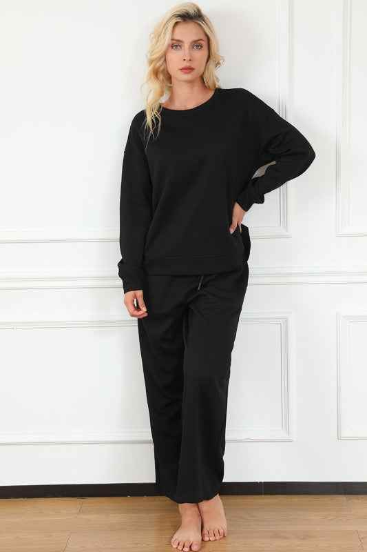 Textured Top and Pants Set 36e2f760-0b29-49d4-83b1-052c669fcc84