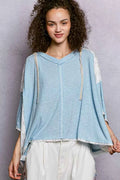 POL Short Sleeve Hoodie Top with Lace Detail POWDER BLUE 36efbc16-2806-4fc7-afb0-7dc86ade7f6d-Max-Origin