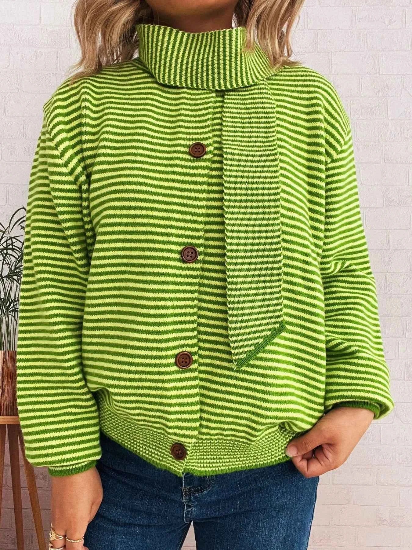 Striped Button Up Long Sleeve Cardigan 36f94151a3b444929cda8ac1ebd79d42-Max-Origin