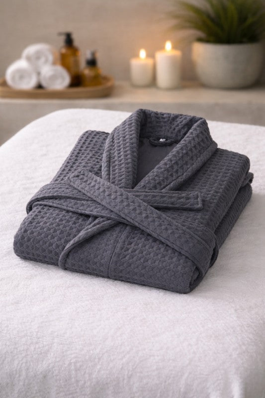 Cotton Waffle Bathrobe, Unisex Knee Length Spa, Hotel 36fc3432-d331-48f0-89ec-43041751f415