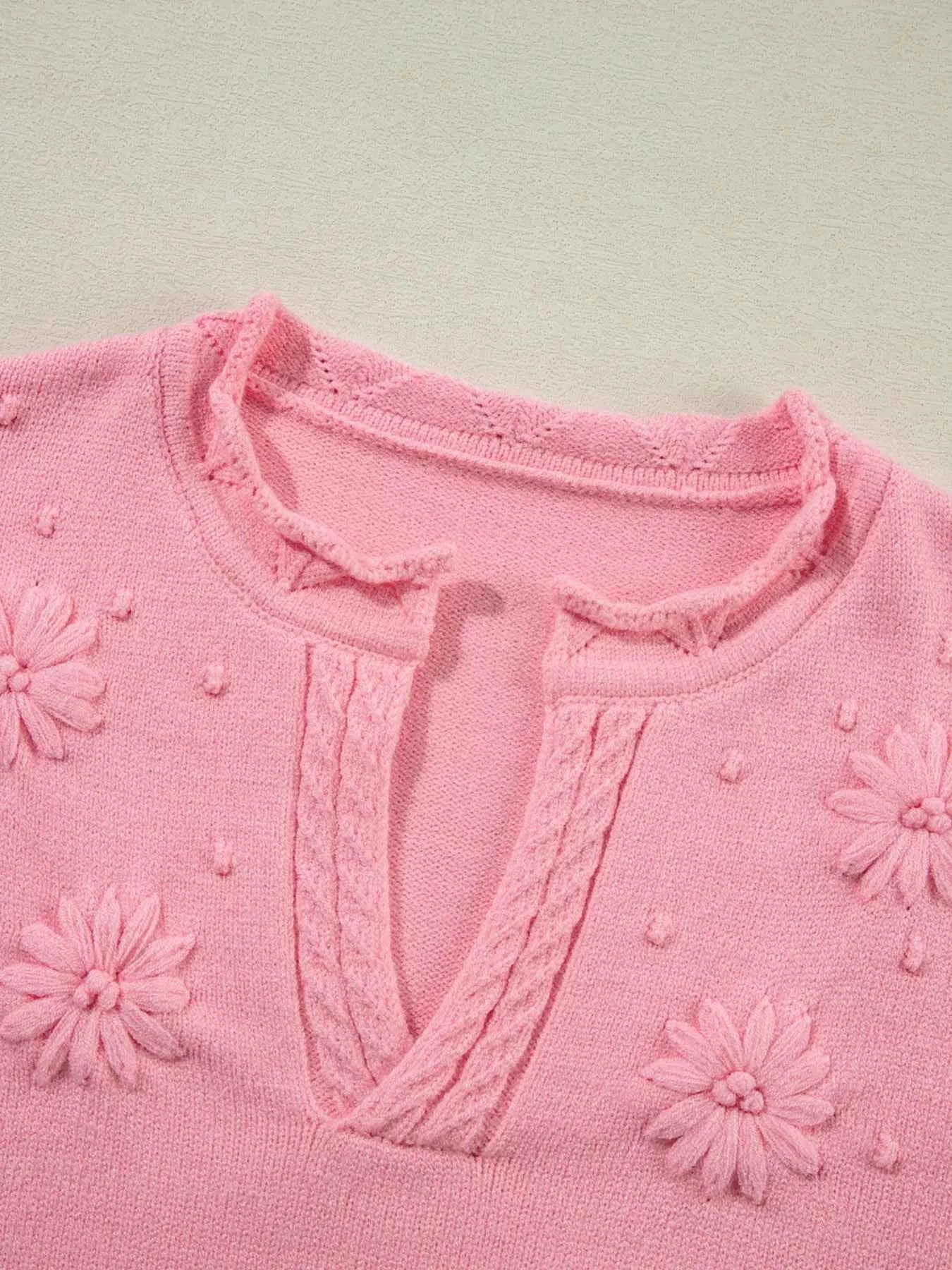 Textured Notched Long Sleeve Sweater 36fd37a9-89cf-4d56-9484-9365b065b4a3-Max-Origin