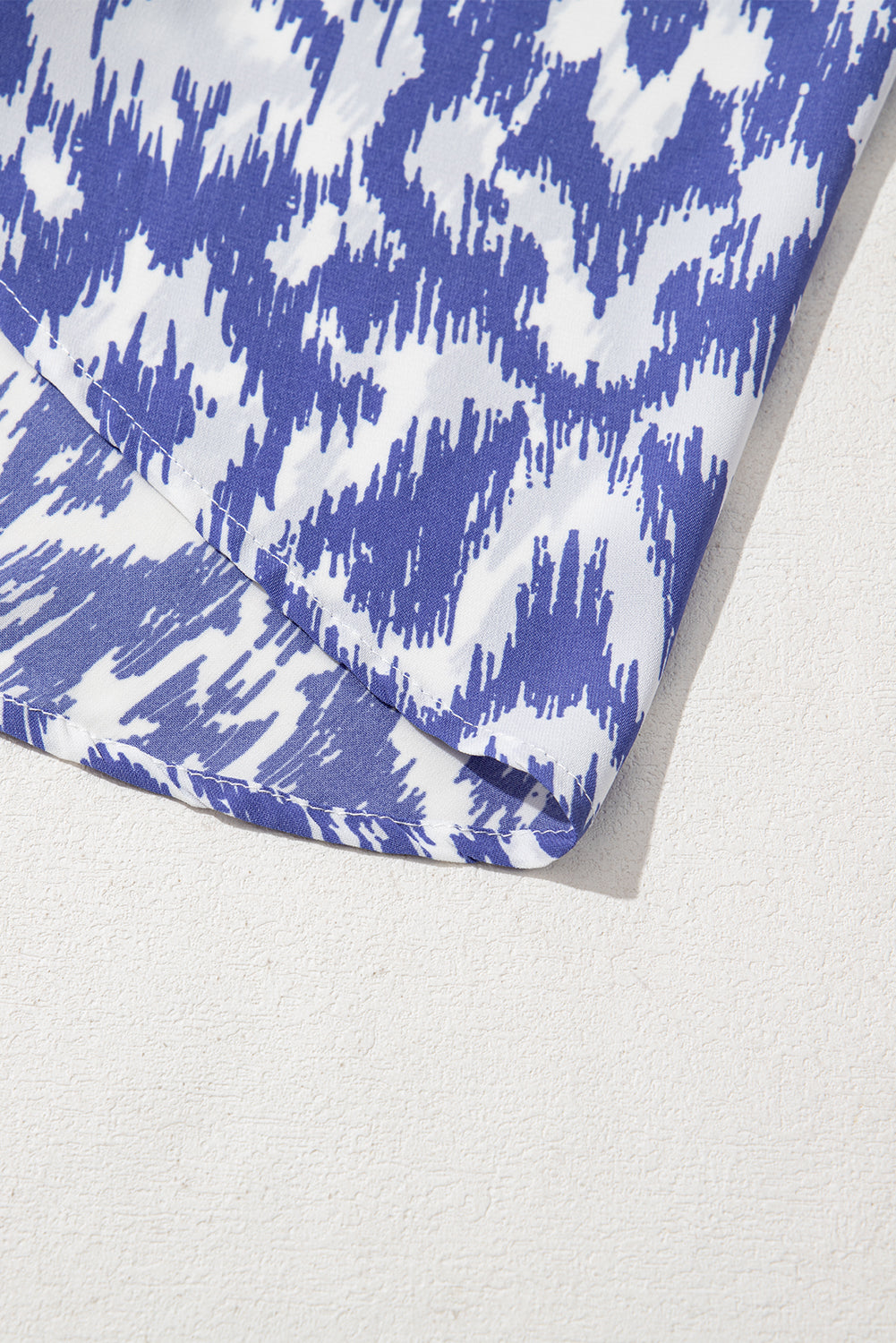 Sky Blue Geometric Print V Neck Casual Long Dress 36fd57908624ba0f