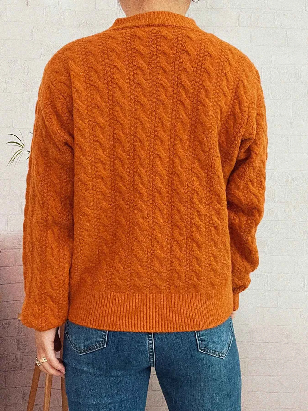 Cable Knit Button-Up Cardigan