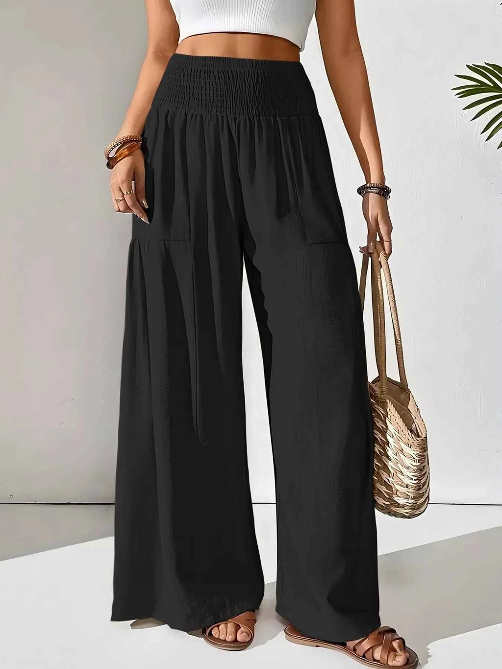 Smocked Waist Wide Leg Pants 3709b693-43e8-4f22-893c-796059c9a5e8-Max-Origin
