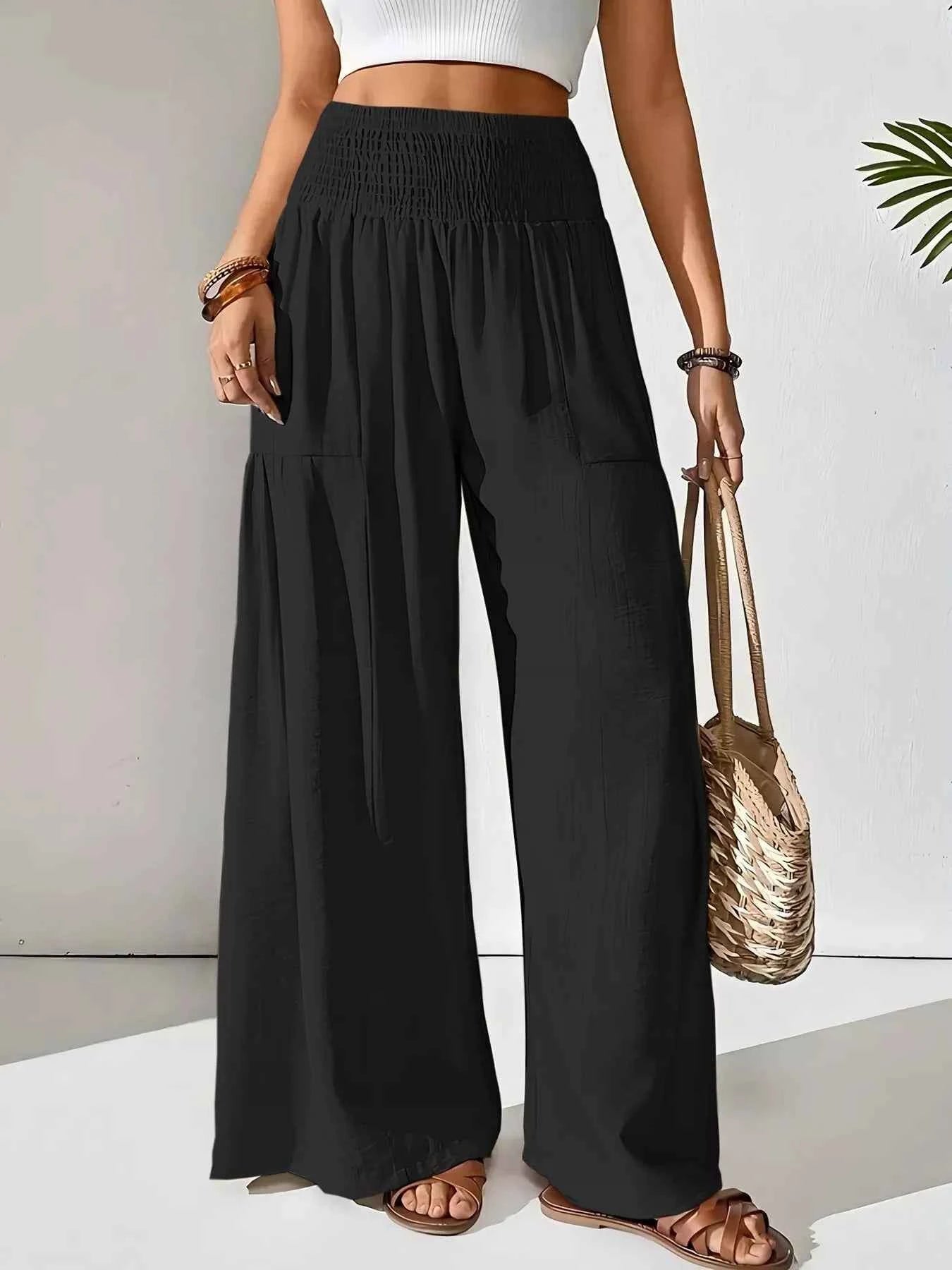 Smocked Waist Wide Leg Pants 3709b693-43e8-4f22-893c-796059c9a5e8-Max-Origin
