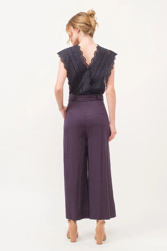 Laced Surplice Tie Waist Eyelet Jumpsuit with Pockets 370c50c6-6d47-4b7d-8814-d10cc0aeeb8f-Max
