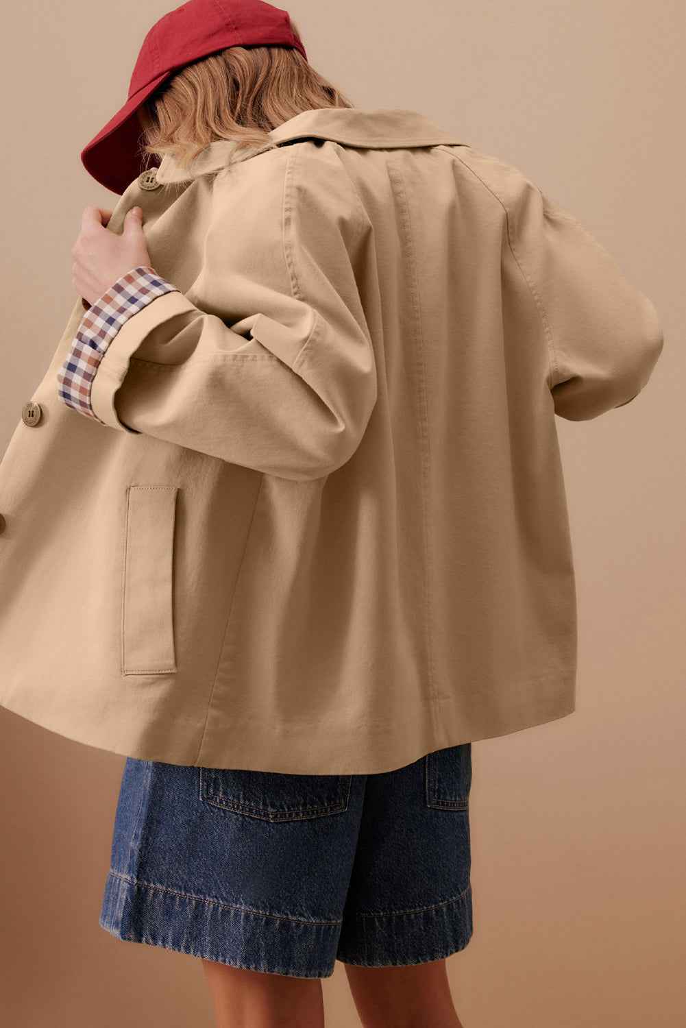 Parchment Plaid Lined Collar Trench 370d75fc4db13f01